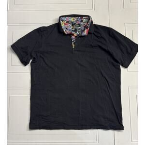 Alex Vando Mens Polo Graphic Collar Short Black Size Large L